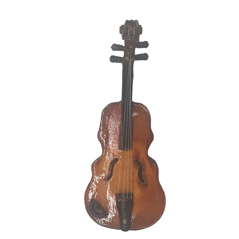 Vintage MINI Violin Cello Christmas Ornament Wooden Dollhouse Collectible